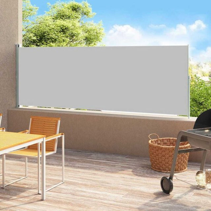 Ausziehbare Seitenmarkise von vidaXL in Grau aus Polyester und Stahl, B/H: 500 x 220 cm - Bild 1
