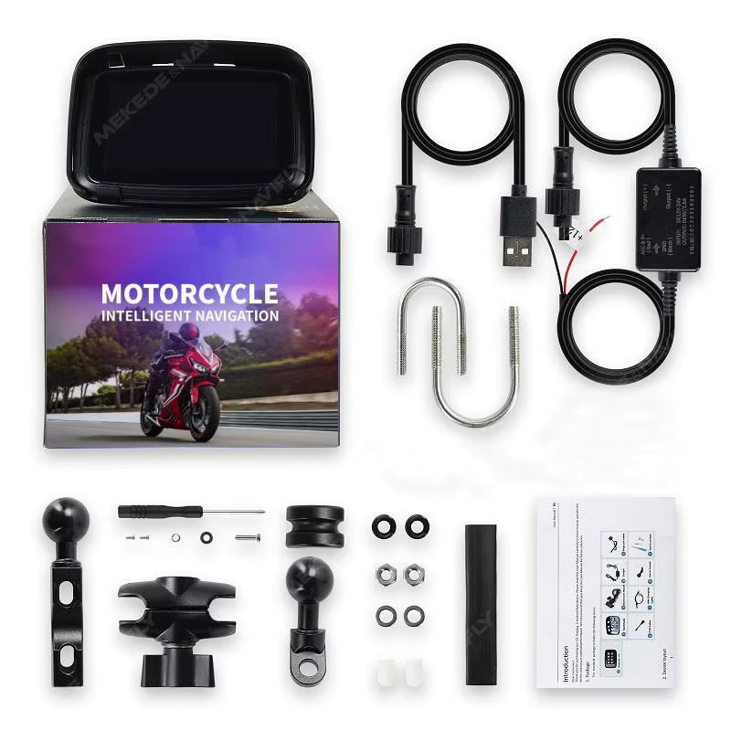 TomoStrong 5-Zoll tragbares Motorrad-GPS-Navigationsdisplay mit Android Auto und Wireless CarPlay, IPX7 wasserdicht, Schwarz - Bild 5