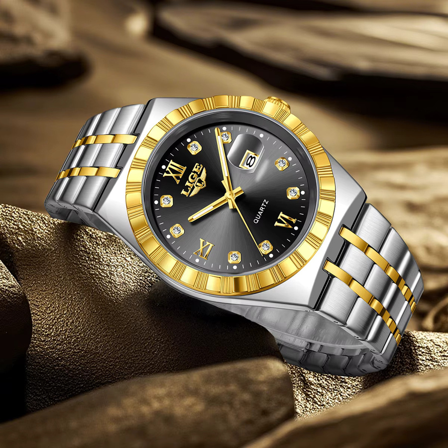 LIGE Armbanduhr Quarz, Edelstahl, Blau, Herren - Bild 3