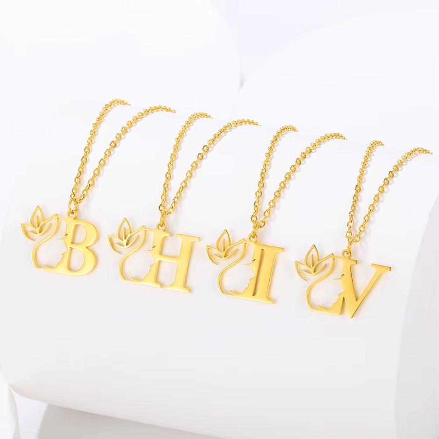 ETCAVCE Anhänger Halskette, Edelstahl, Gold, Damen, A-Z Brief - Bild 1