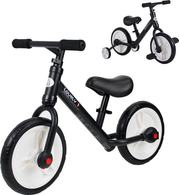 HOMCOM Kinderfahrrad Laufrad, mit Stützrädern und Pedalen, Schwarz, ab 2 Jahren - Bild 1