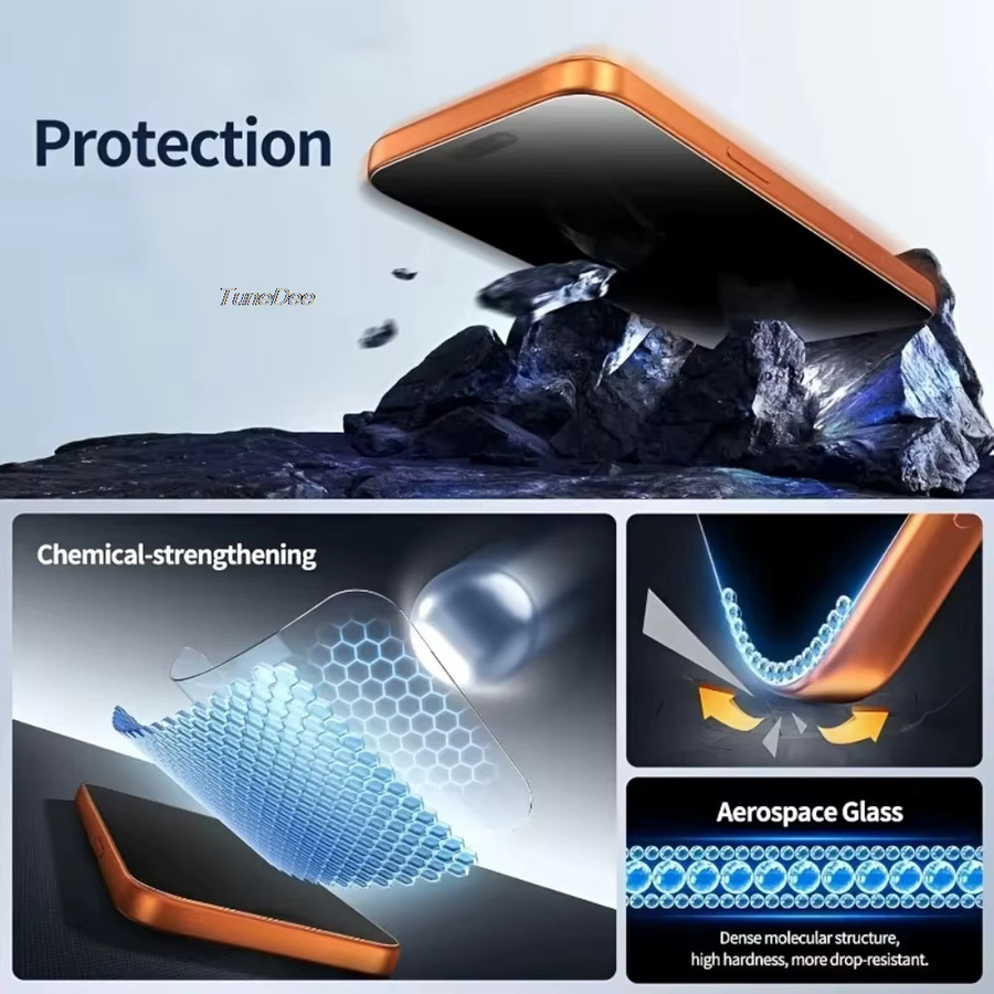 TUNEDEE Matte Displayschutzfolie aus gehärtetem Glas für iPhone 18 17 16 15 14 13 12 11 Pro Max Air Plus XR XS Max SE 9H Härtegrad - Bild 2