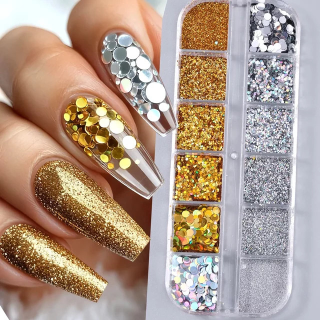 SWEET TREND Nagelglitzer, Gold Silber, Runde Pailletten, Glänzend - Bild 1