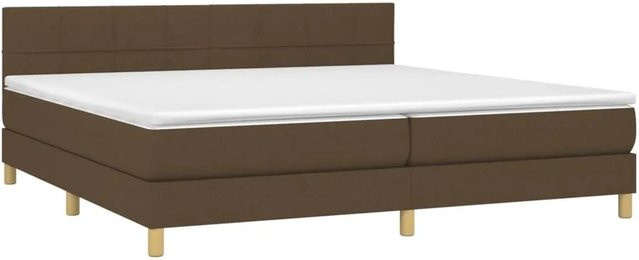 vidaXL Boxspringbett mit Matratze und LED-Unterbettbeleuchtung in Dunkelbraun, Hybrid-Bett mit USB-Ladeanschluss und Taschenfederkern, B/T/H: 200 x 200 x 78 cm - Bild 1