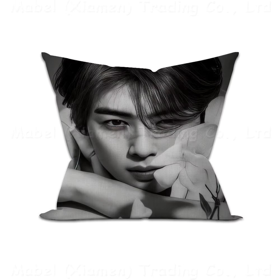 Singer Cha ido EunWoo Kissenbezug mit Grafikprint, quadratisch, Farbe: Grau, Breite: 30 cm, Höhe: 30 cm - Bild 5