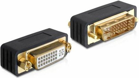 Delock 65298 DVI Adapter Schwarz mit 1x DVI-Stecker 24+5pol. und 1x DVI-Buchse 24+5pol. - Bild 1