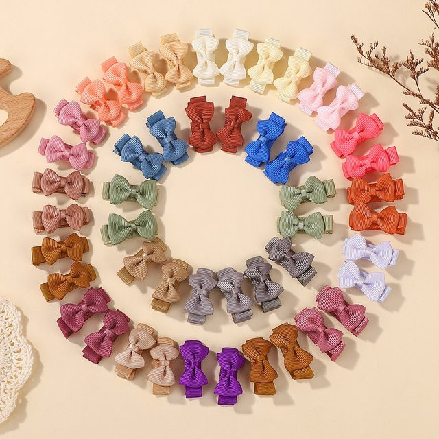 BABY BOWS Haarschleifen-Clips, 36 Stück/Set, Bonbonfarben, Kinder - Bild 1