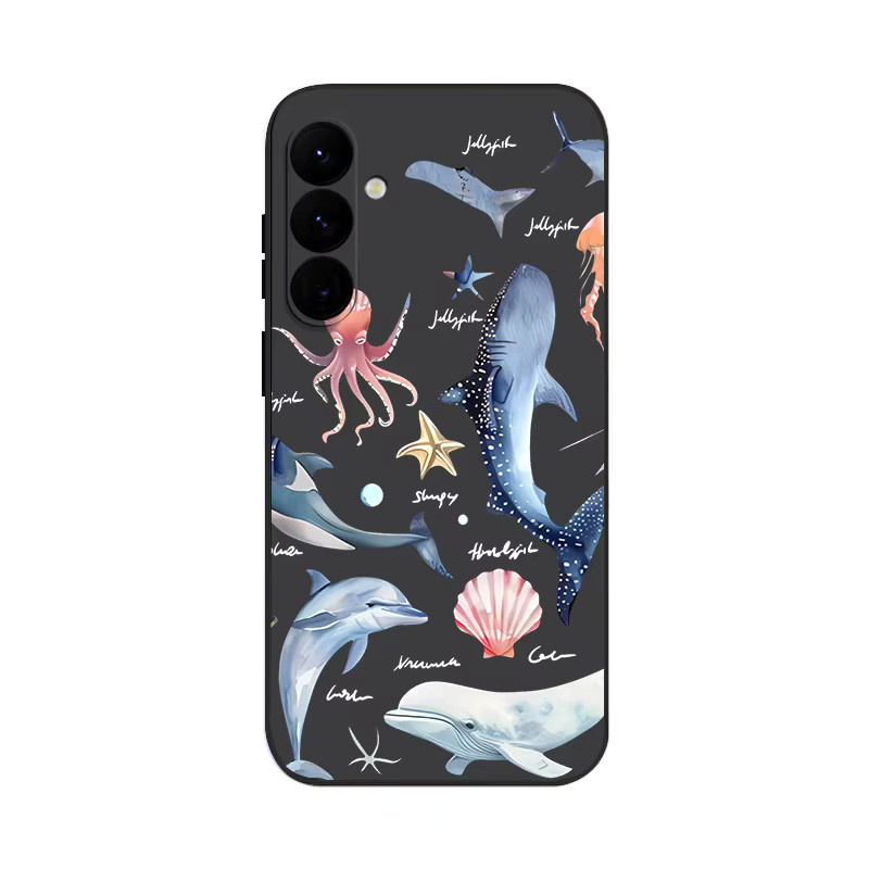 Little Whale Handyhülle mit Dolphin Design für Samsung Galaxy S25 FE S24 S23 S22 Ultra Plus A56 A36 A17 A16 A55 A54 A15 5G aus TPU in Schwarz und Multicolour - Bild 5