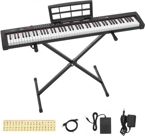 VEVOR Digitalpiano in Schwarz mit 88 halbgewichteten Tasten, 128 Klängen und 128 Rhythmen inklusive Ständer, HiFi-Stereolautsprechern und Sustain-Pedal - Bild 1