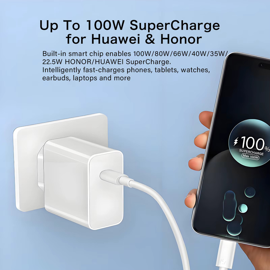 Tonsiny 100W USB-C SuperCharge Ladegerät mit Kabel in Weiß für Huawei und Honor Smartphones - Bild 2