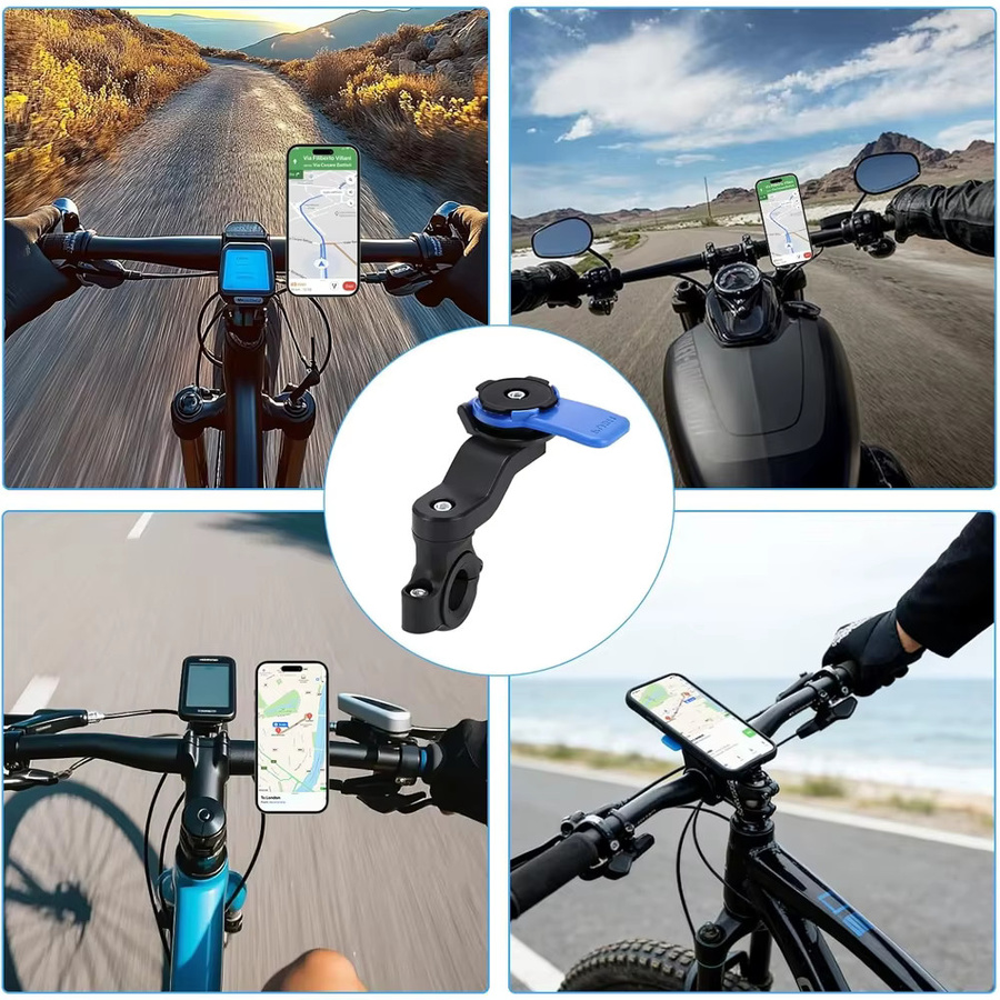 Quad Lock Universelle Smartphone-Halterung mit Vibrationsdämpfer für Motorrad, Fahrrad und Scooter in Schwarz und Rot - Bild 5