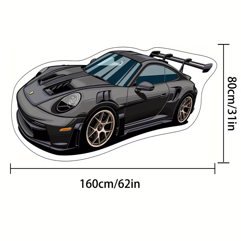 VIKAMA Moderner Autoteppich mit Auto-Design, schmutzabweisend und rutschfest für Wohnzimmer und Schlafzimmer - Bild 2