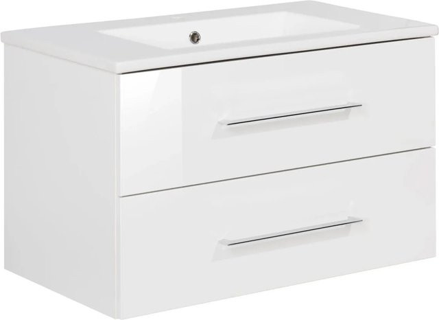 Fackelmann Badmöbel-Set b.perfekt in Weiß Hochglanz, B/H/T: 82 x 50,9 x 48 cm - Bild 1