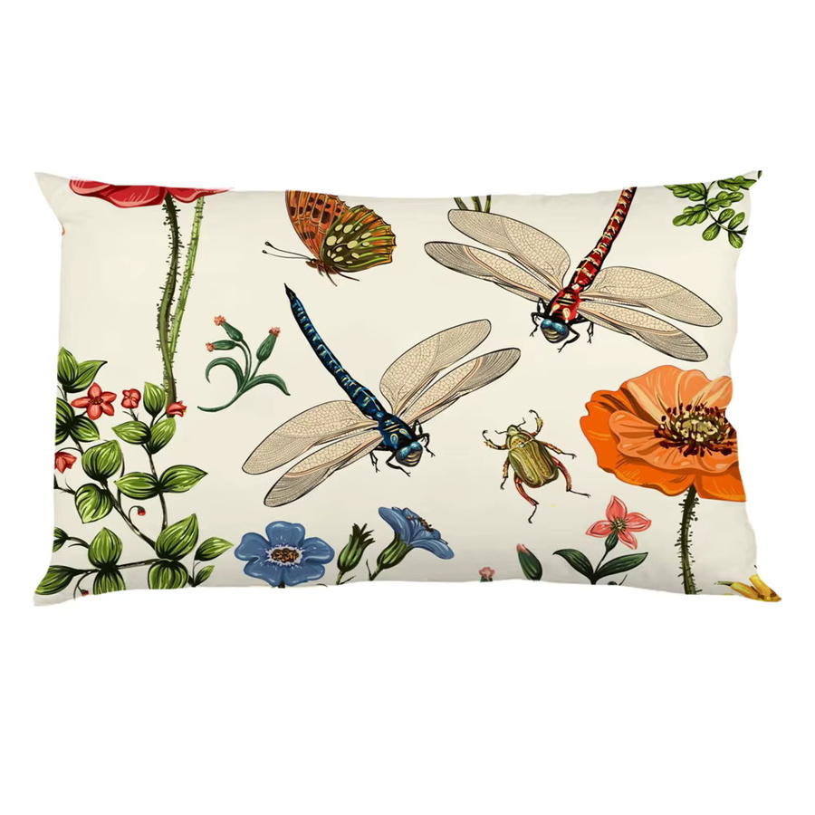 Rechteckiger Kissenbezug mit Blumen- und Schmetterlingsmuster für Sofa und Bett, B/H: 50 x 30 cm, Mehrfarbig - Bild 2