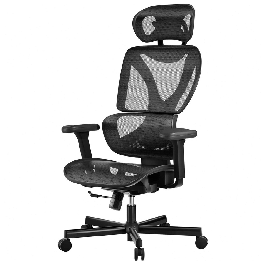 Wiltec Ergonomischer Bürostuhl in Schwarz mit Kopfstütze und 360-Grad-Drehfunktion, belastbar bis 150 kg - Bild 2