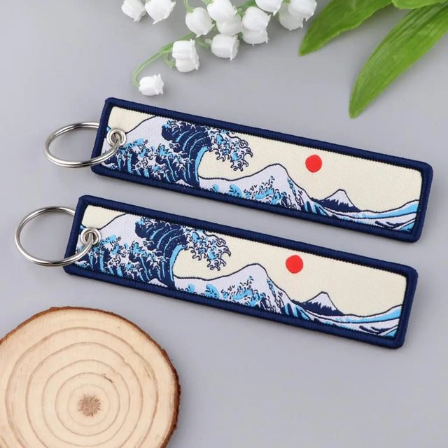 Schlüsselanhänger Japanische Wellen Kunst Zeichnung Stickerei - Bild 1