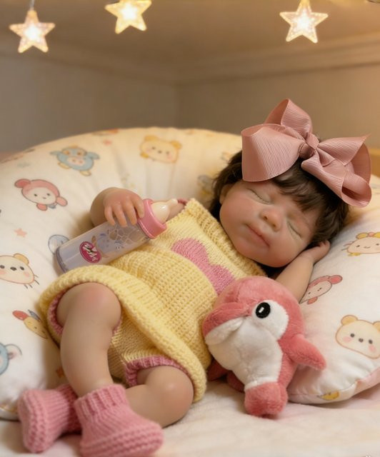 Saskia Babypuppe, Silikon, 13-Zoll, offener Mund, verwurzeltes Haar - Bild 1