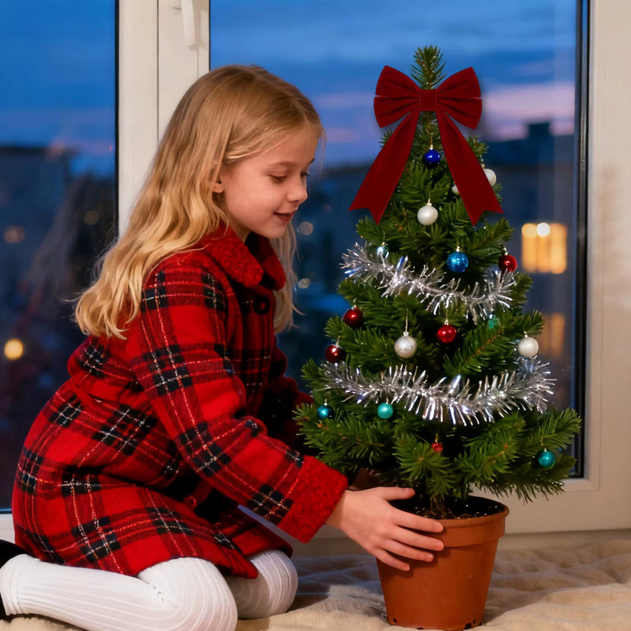 12 Stück Xams Weihnachtsschleifen aus Samt in Rot mit Spiralband zur Dekoration von Kranz und Girlande - Bild 5