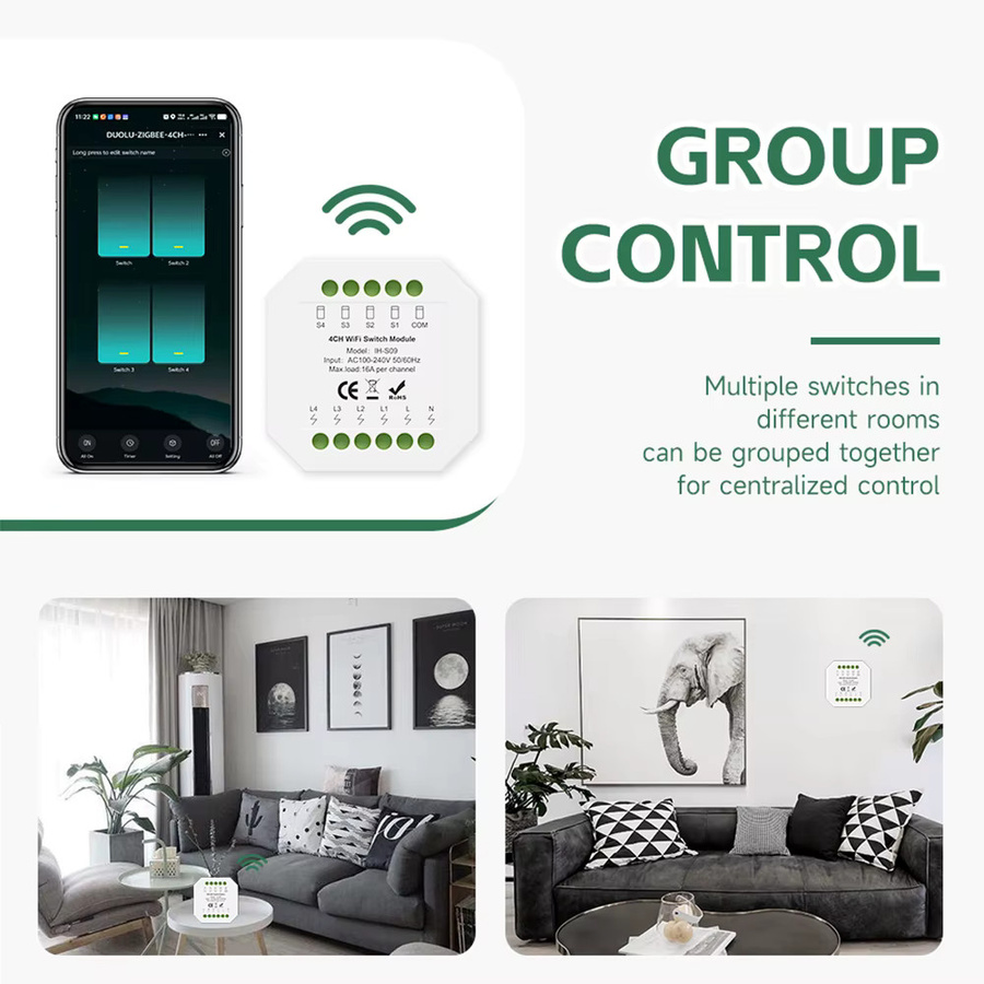 Tuya WiFi Smart Switch Modul für Home Automation, 1-4 Kanäle, 16A Max. Last, Farbe: Weiß, kompatibel mit Tuya oder Smart Life App - Bild 5