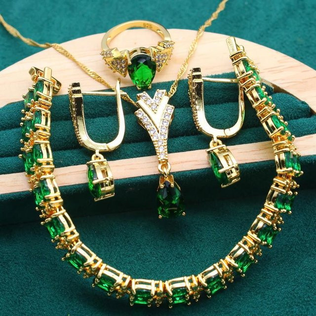 YIRAN Jewelry 5 Schmuck-Set, Mehrschichtige Vergoldung, 18K Gold, Unisex - Bild 1