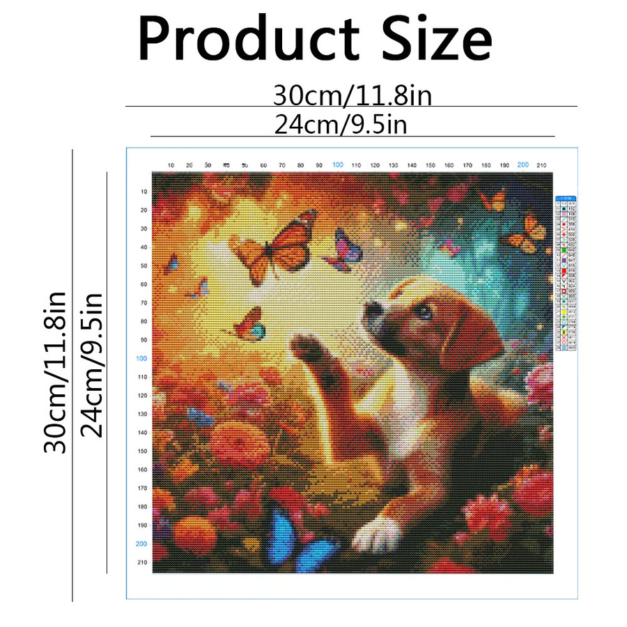 Evershine DIY Kreuzstich Set Hund und Schmetterling 5D Stickerei 11CT in Multicolour zur Wanddekoration - Bild 2