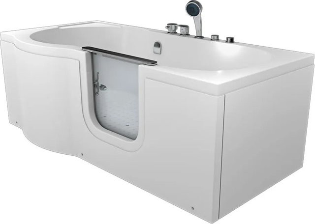 AcquaVapore Seniorenwanne mit Tür Whirlpool S12-AIR-R Badewanne mit Air-Jets, Farbe: Weiß, B/T/H: 170 x 85 x 120 cm - Bild 1