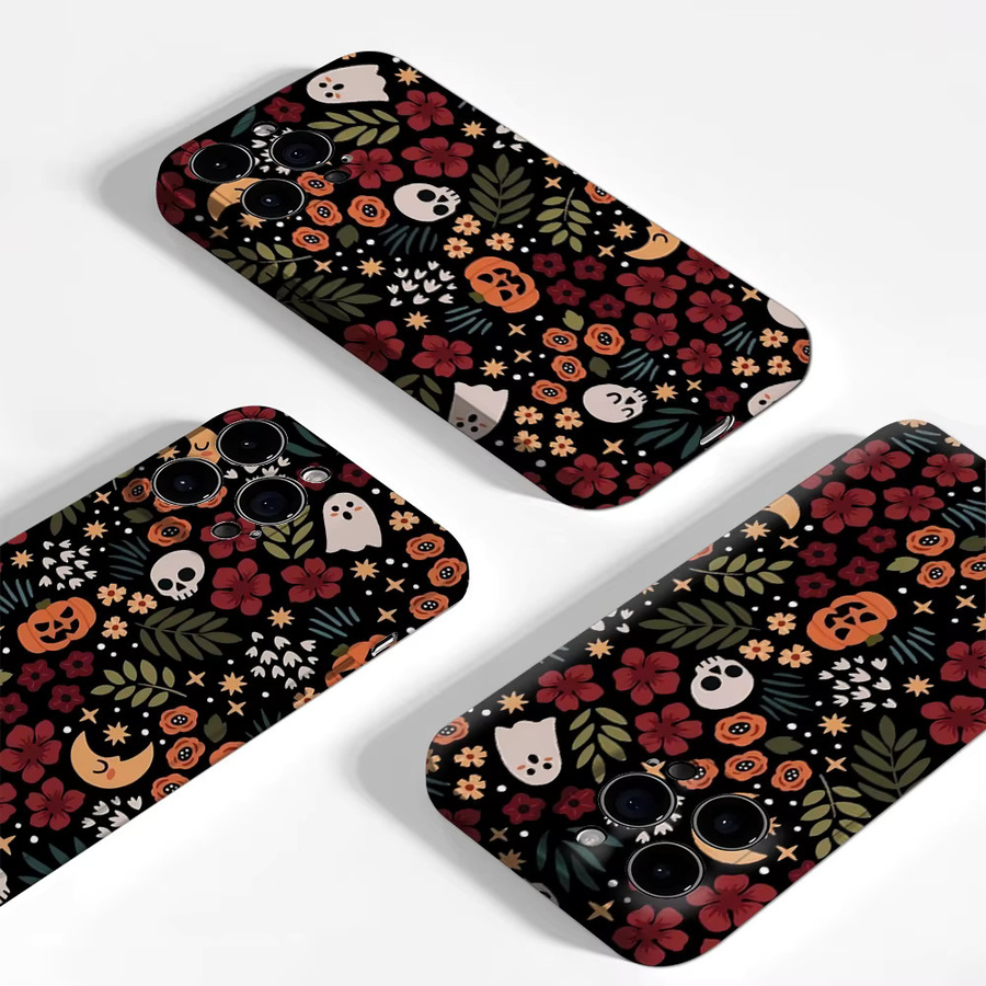 Halloween Blumen iPhone Handyhülle mit Doppelschichtiger Rückabdeckung für Apple iPhone 18 17 16 15 14 13 12 Pro Max Plus in Multicolour - Bild 4