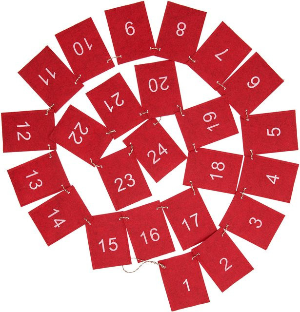 Rico Design Adventskalender Girlande 1-24 in Rot, 260 cm - Bild 1