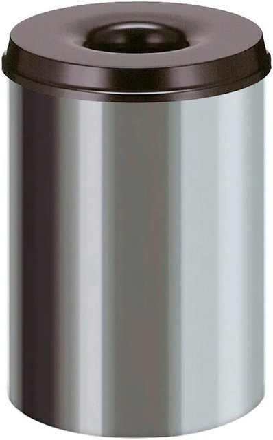PROREGAL Selbstlöschender Papierkorb und Abfallsammler aus Edelstahl in Silber und Schwarz, Höhe: 47 cm, Durchmesser: 33,5 cm - Bild 1