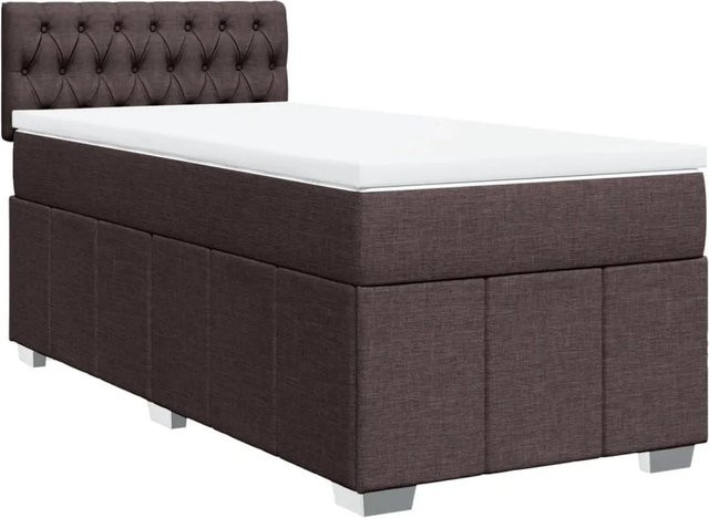 vidaXL Boxspringbett mit Matratze Dunkelbraun Hybrid mit Taschenfederkern B/T/H: 100 x 200 x 100 cm - Bild 1