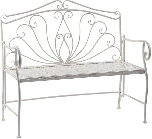 Lex Eisenbank Parkbank aus Metall in Antik Weiß mit Armlehnen, B/H/T: 96 x 50 x 103 cm - Bild 1