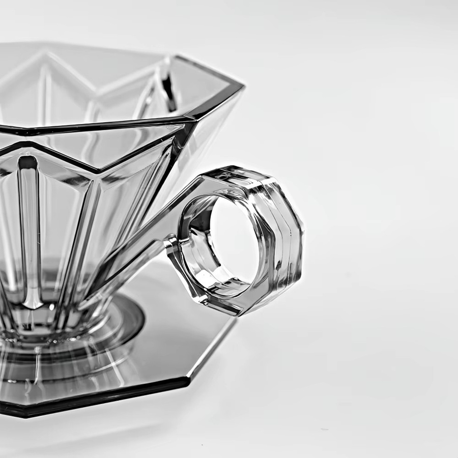 WUWANLI Diamant Kaffee Filter Tasse aus Glas in Grün Transparent mit geometrischem Design für professionelle Extraktion - Bild 4