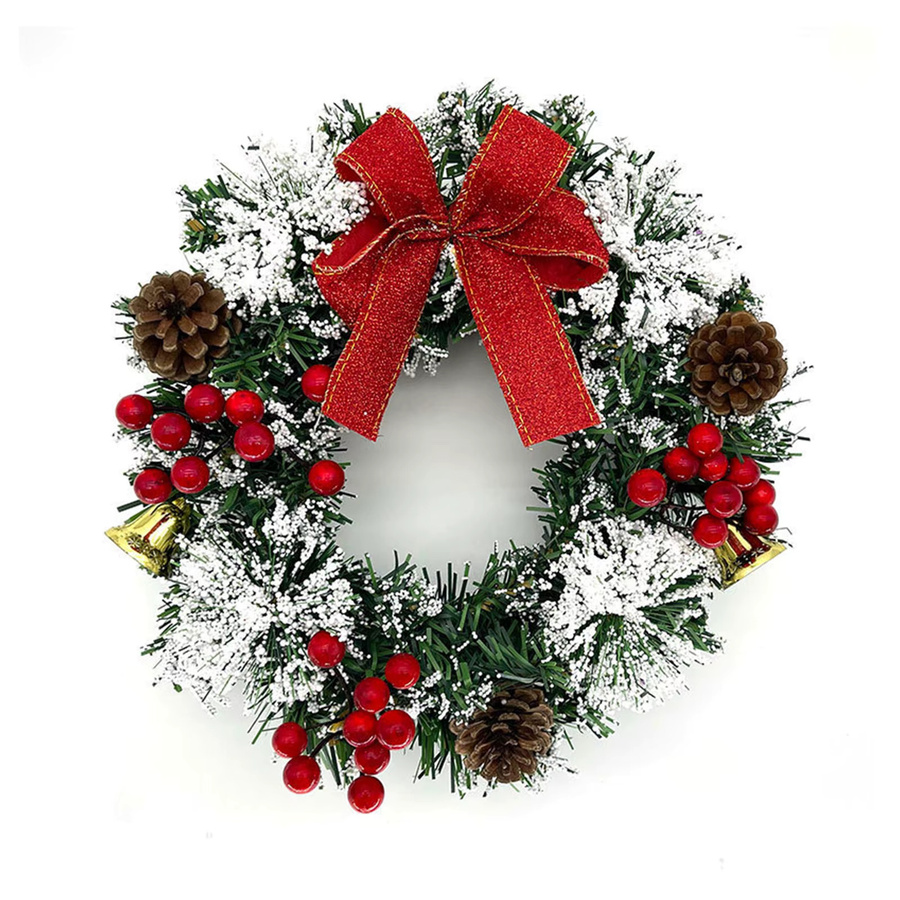 YOUTHINK Weihnachts-Winterkranz zum Aufhängen, bunter Weihnachtskranz mit Blättern für Haustür, Fenster oder Wand, Durchmesser: 20 cm - Bild 6