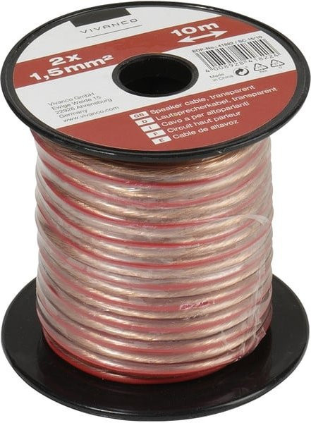 Vivanco Lautsprecherkabel auf Minispule, 2x 1,5 mm², 10m, transparent - Bild 1