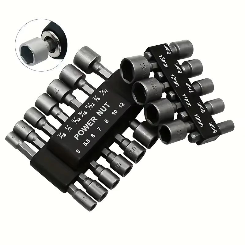 LIXIU Power Nuts Treiber Bohrer Set mit 1/4 Sechskantschaft aus CRV in Grau und Silber - Bild 3
