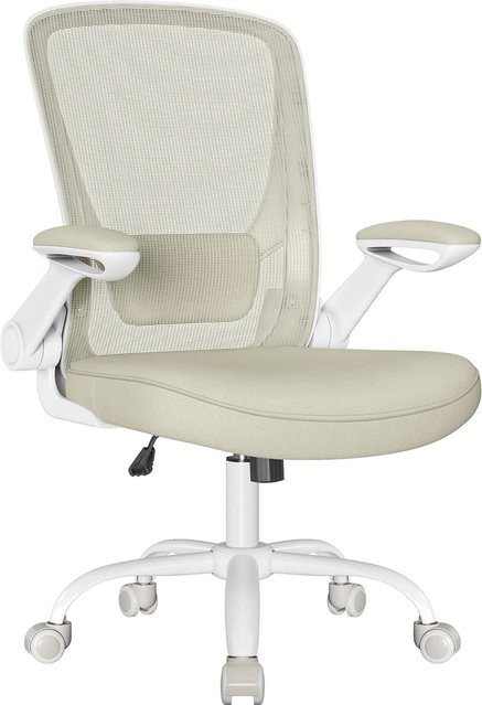 Songmics Bürostuhl mit Netzbespannung und Armlehnen in Beige, B/T/H: 64 x 64 x 110 cm - Bild 1