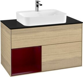 V&B Waschtischunterschrank Finion 100 mit Wandbeleuchtung, Blau Matt, B/T/H: 100 x 50,1 x 50,1 cm - Bild 1