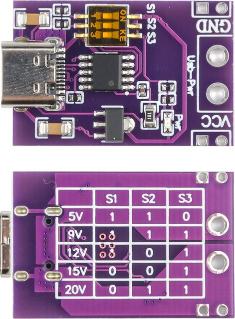 diymore Schnelles Lade Trigger Modul mit TYPE-C Schnittstelle für PD/QC/AFC, feste Spannung 5V 9V 12V 15V 20V, lila - Bild 1