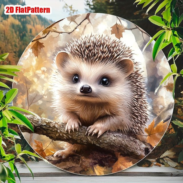 Rundes dekoratives Metallschild mit Igel-Motiv von Potdemiel, Durchmesser: 20 cm, Mehrfarbig - Bild 1