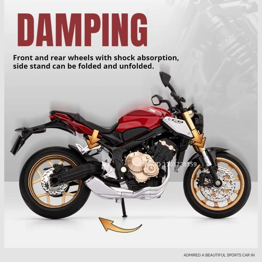 MAKEDA Honda CB650 CBR1000 Modell Motorrad, 1:12, Metall, Rot - Bild 4