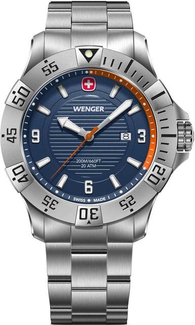 Wenger Herrenuhr Seaforce, Quarz, Edelstahl, Blau, 43 mm, 20 ATM - Bild 1