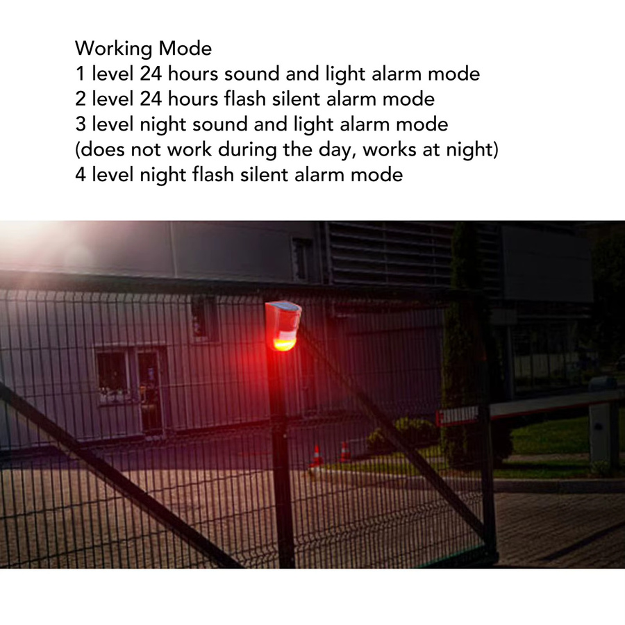 DECDEAL Solar-Bewegungsmelder-Alarm mit 129 dB Ton und Lichtsignal, IP65 wasserdicht, Farbe: Rot - Bild 5