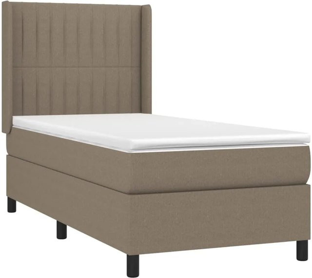vidaXL Boxspringbett mit Matratze und LED in Taupe, Hybrid-Bett mit USB-Anschluss und Unterbettbeleuchtung, B/T: 100 x 200 cm - Bild 1