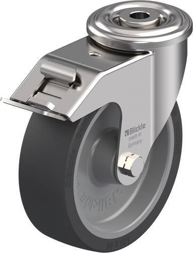 Blickle LIXR-POSI 125G-FI-OF Lenkrolle mit Feststeller aus Edelstahl in Schwarz, Grau und Silber, Rad-Durchmesser: 125 mm, Tragfähigkeit: 120 kg - Bild 1