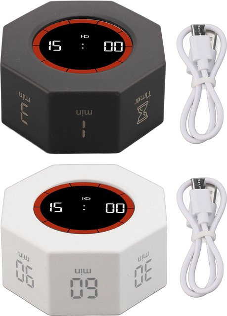 TOPINCN Octagon-Timer Schreibtisch-Produktivitäts-Timer-Würfel mit G-Sensor für Studium und Arbeit in Schwarz oder Weiß - Bild 1