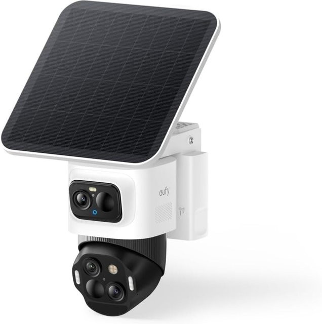 Anker eufy Security eufyCam S4 kabellose Solar-Outdoor-Überwachungskamera mit 3-Linsen Bullet-PTZ-Funktion, 4K UHD, 360° Multi-Kamera-Auto-Tracking, 8x Hybridzoom und Farbnachtsicht in Weiß, kompatibel mit HomeBase S380 - Bild 1