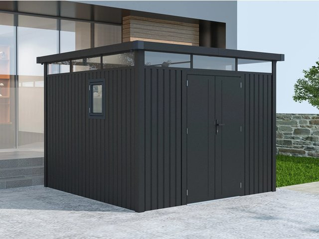 StarLine Metall Gerätehaus Modell Style in Anthrazit mit Fenster und Doppeldoor auf 7,56 m² - Bild 1