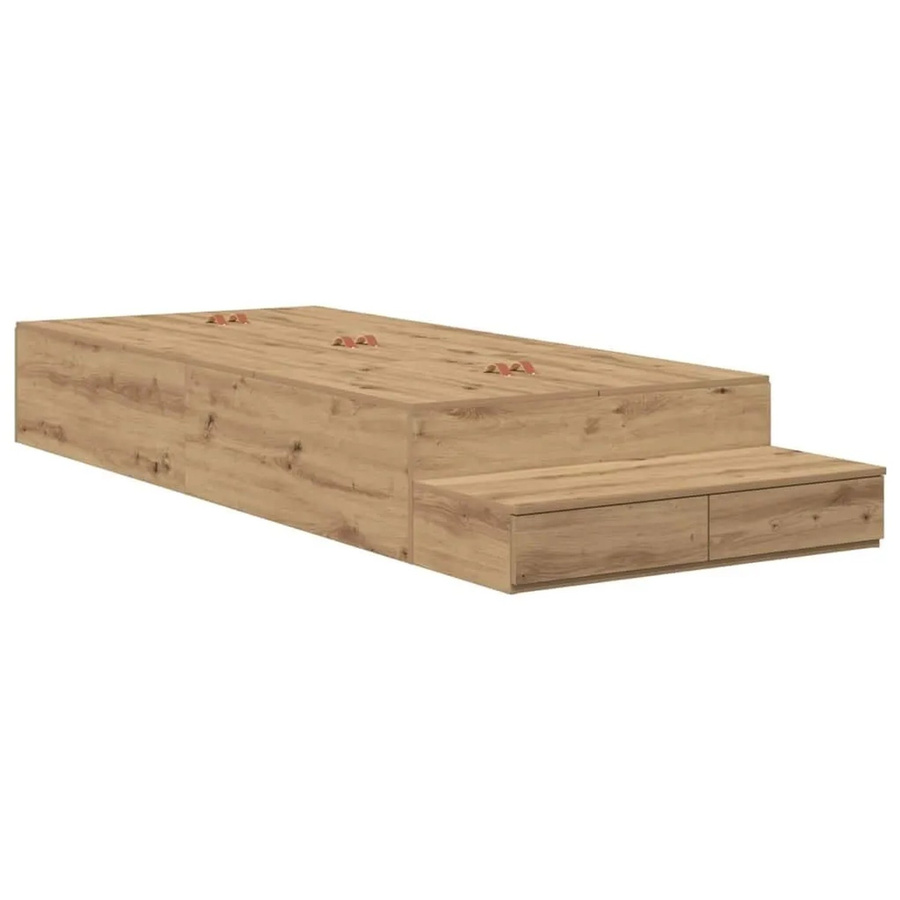 vidaXL Aufbewahrungsbettgestell Artisan-Eiche mit Schubladen, Farbe: Braun, Material: Holzwerkstoff und Kiefernholz, Breite: 100 cm, Tiefe: 200 cm - Bild 2