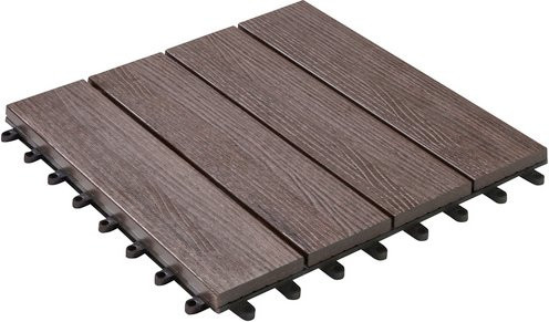 Mr. GARDENER WPC-Fliesen Set in Braun, 6 Stück, B/T/H: 30 x 30 x 2,2 cm - Bild 1