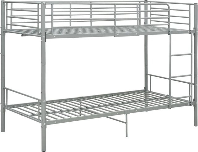vidaXL Etagenbett für Kinder aus Metall in Grau, B/T/H: 90 x 200 x 150 cm - Bild 1